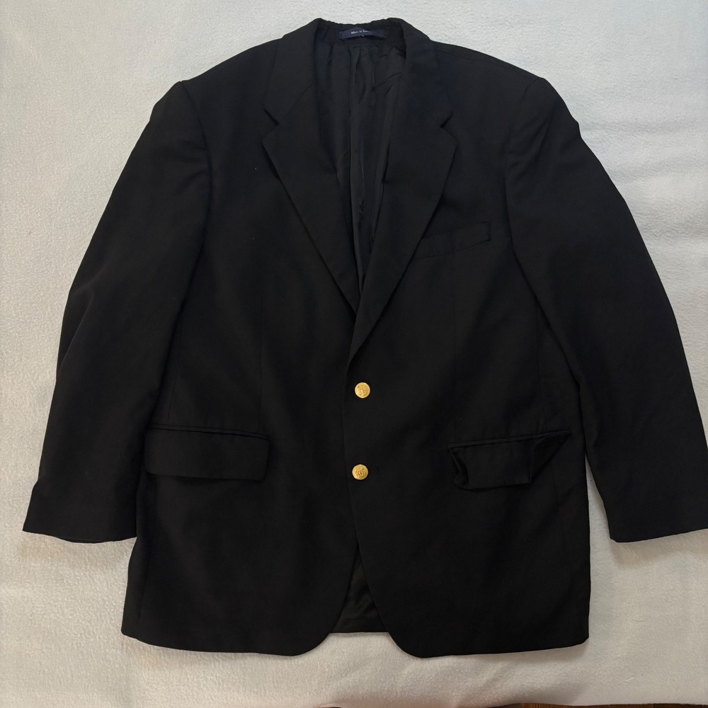 Polo University Club Ralph Lauren Mens 44R Black Wool Blazer Gold Buttons Canada